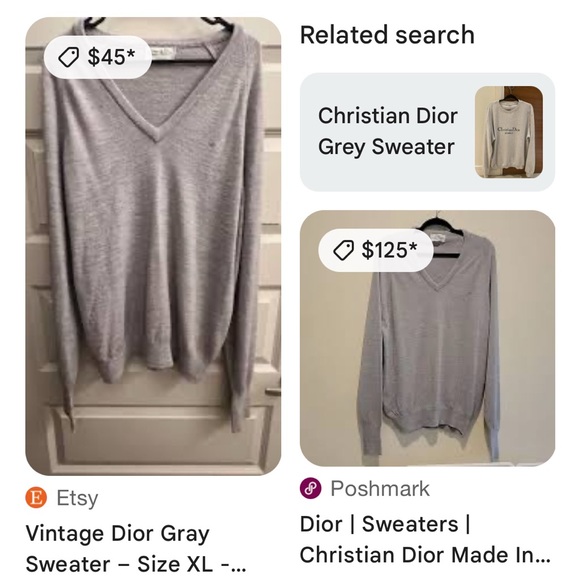 Vintage Christian Dior Classic Gray Knitwear Men’s V Neck Sweater Made in USA - Picture 12 of 12